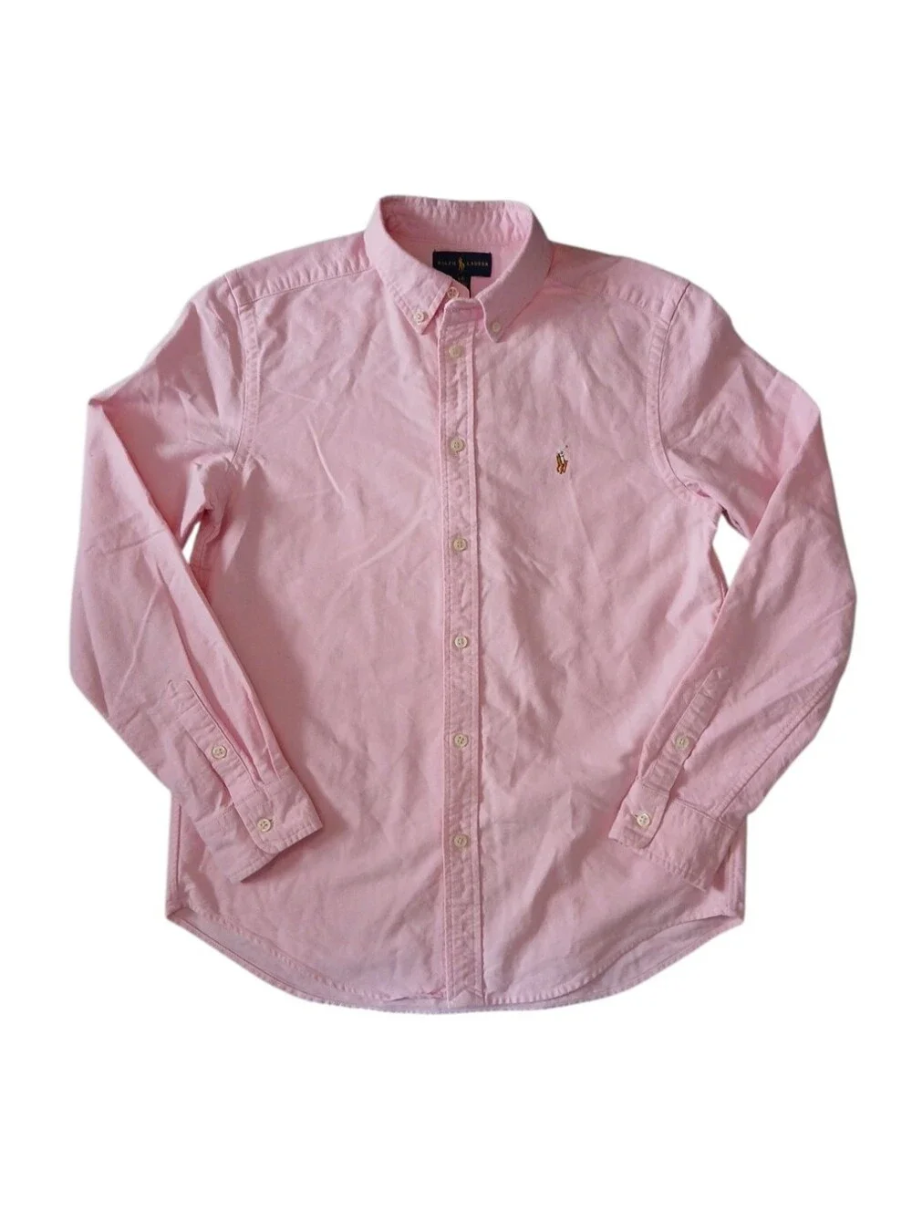 Ralph Lauren Light Pink Button-Down Shirt with Embroidered Pony KIDS LARGE‎